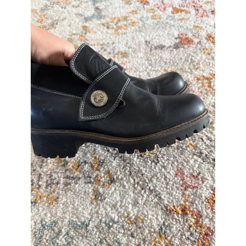 Geier Wally Austria Black Leather Lug Sole Ankle Boots Women EU 41 Chunky US 9.5